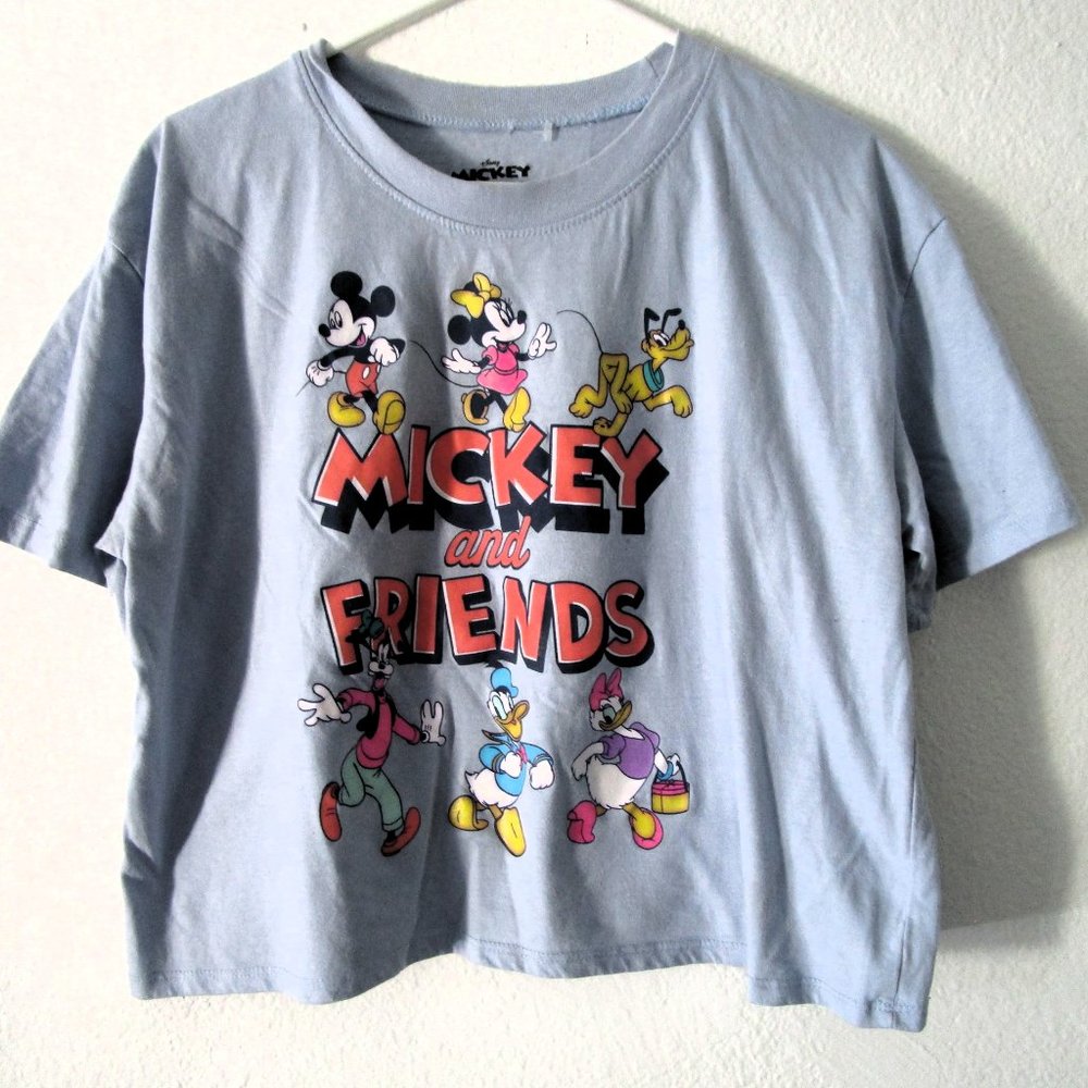Disney Mickey and Friends Crop t-shirt Blue Color Size XL Woman